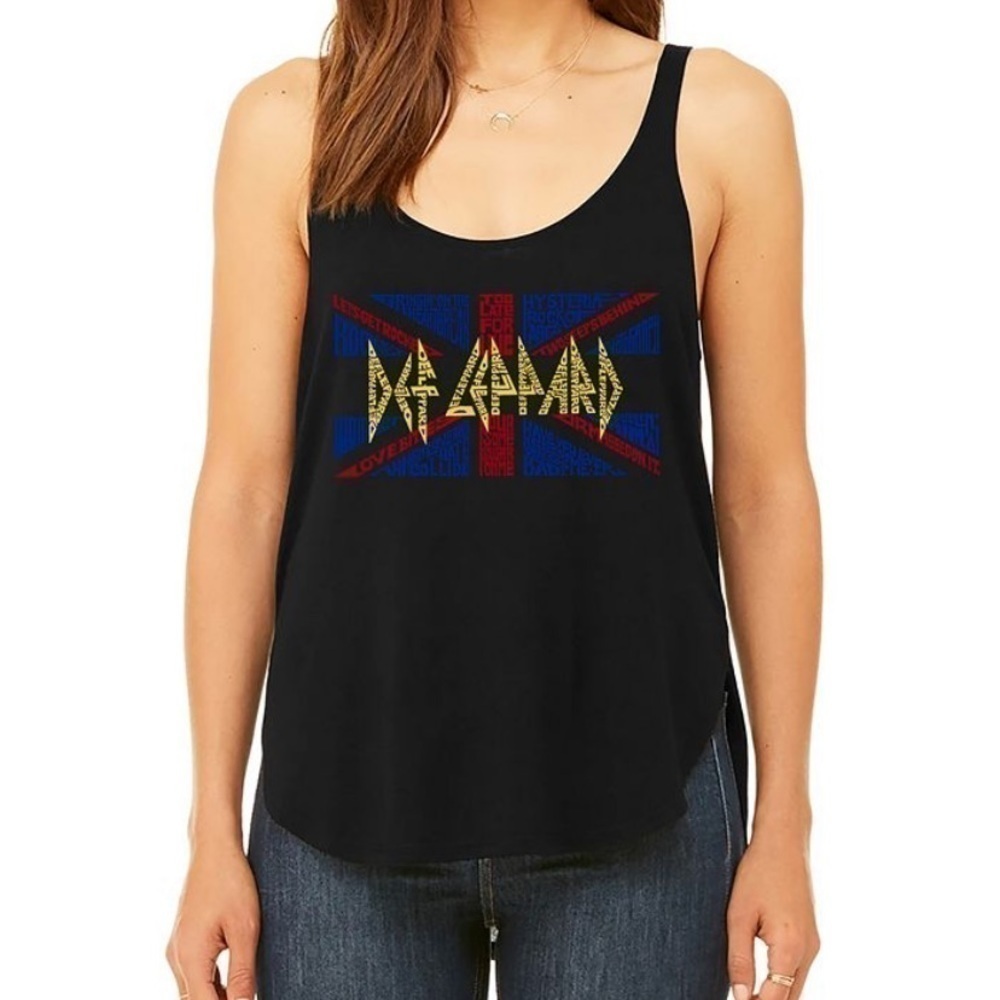 Def Leppard Worded Flag Black Tank - Picture 1 of 6